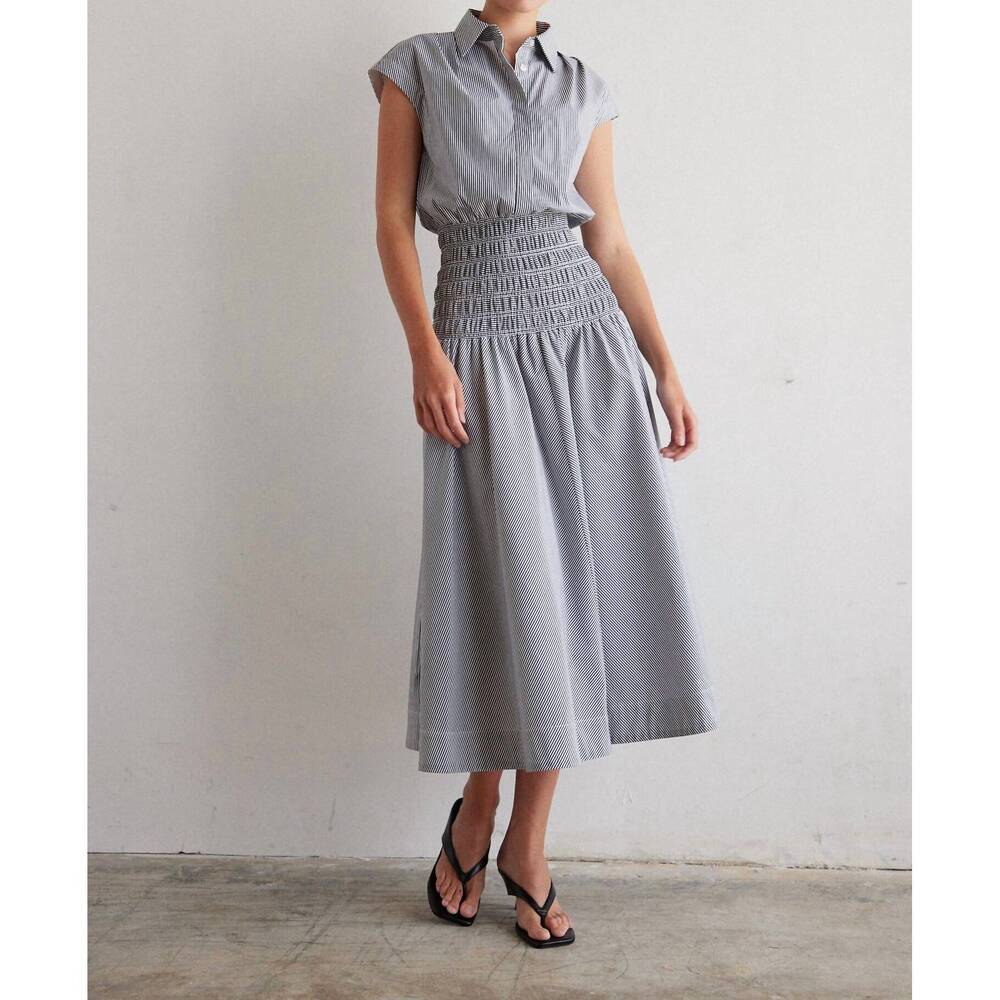 NEW JS71 kya midi dress in black and white stripe